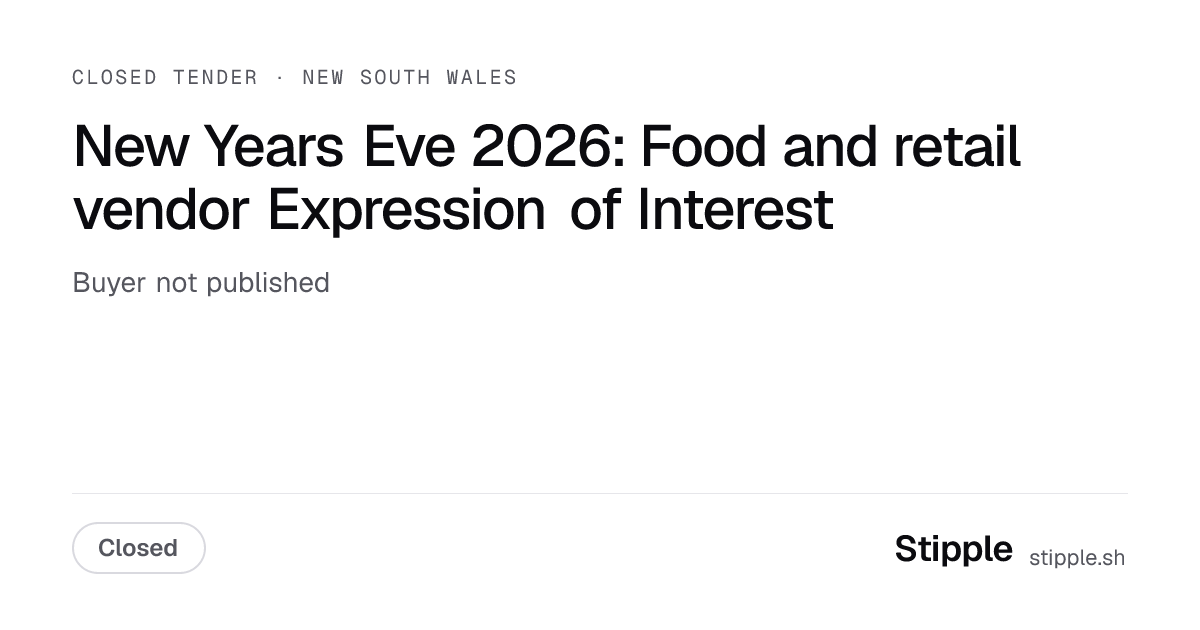 Closed: New Years Eve 2026: Food and retail vendor Expression of… - Stipple